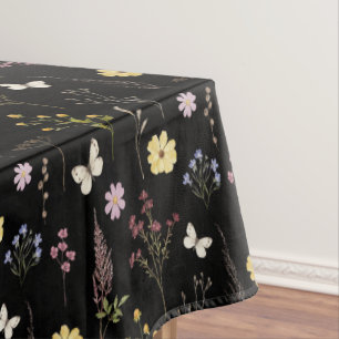 Watercolor Spring Wildflowers Pattern Tablecloth
