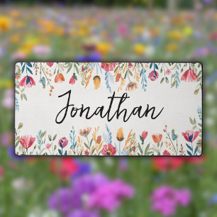 Watercolor Spring Wildflowers Personalised Desk Mat