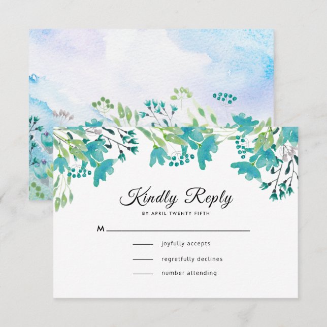 Watercolor Spring Wildflowers Wedding RSVP Cards (Front/Back)