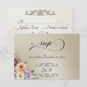 Watercolor Spring Wildflowers - Wheat RSVP Card