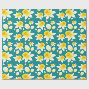 Watercolor Spring Yellow Daffodil Flowers Wrapping Paper