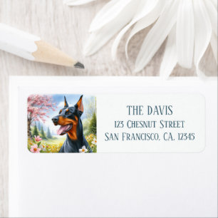 Watercolor Springtime Field of Flowers Doberman -