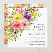 Watercolor Springtime Floral Bridal Shower Invita