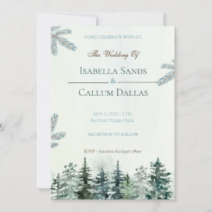 Watercolor Spruce Tree Wedding Invitation