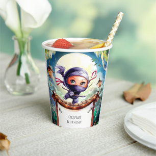 Watercolor Spy Ninja Birthday Paper Cups