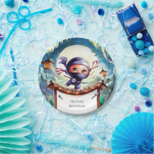 Watercolor Spy Ninja Birthday Paper Plate