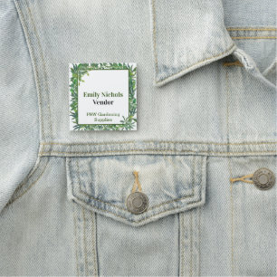 Watercolor Square Leaves Frame Name Tag