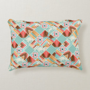 Watercolor square, patchwork geometric background. decorative cushion
