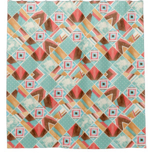 Watercolor square, patchwork geometric background. shower curtain