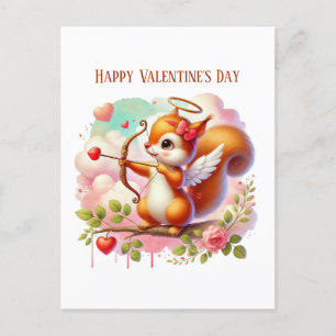 Watercolor squirrel add text adults holiday postcard