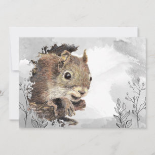 Watercolor Squirrel Animal Custom Birthday Invitation
