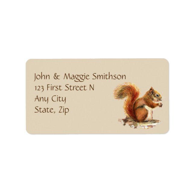 Watercolor Squirrel, Animal Nature Address Label (Front)