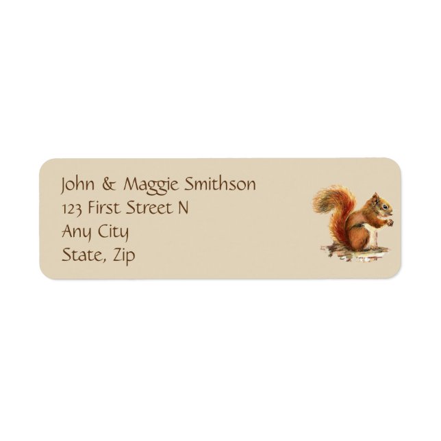 Watercolor Squirrel, Animal Nature Address Label (Front)