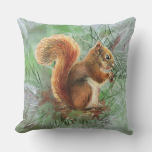 Watercolor Squirrel Animal Nature Art Outdoor Cushion