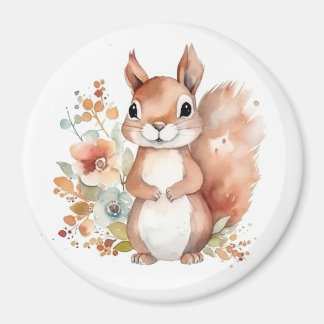 Watercolor Squirrel Magnet