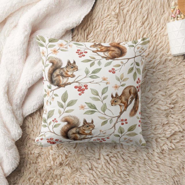 Watercolor Squirrel Pattern Cushion (Blanket)