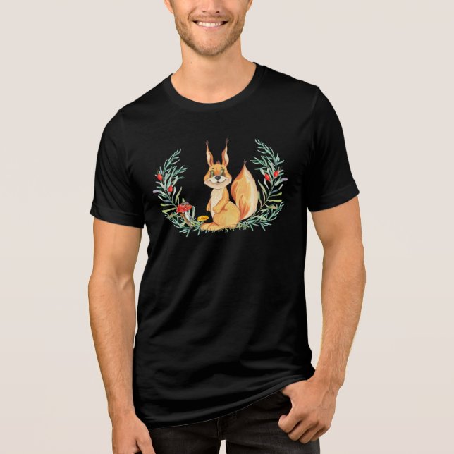 Watercolor Squirrel  Tri-Blend Shirt (Front)