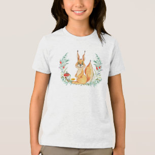 Watercolor Squirrel  Tri-Blend Shirt