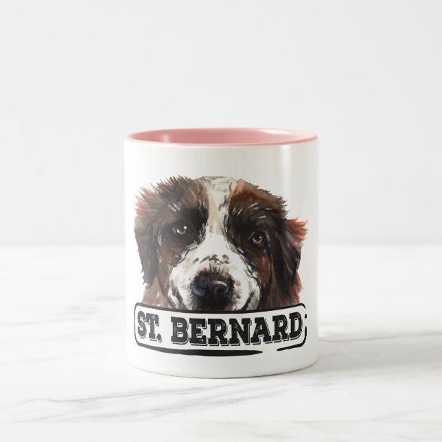 Watercolor St. Bernard Two-Tone Coffee Mug (Center)