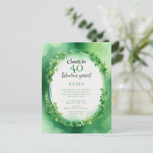 watercolor st patrick´s day clover birthday  postcard (Standing Front)