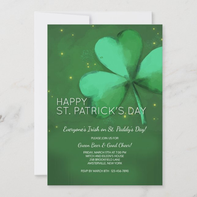 Watercolor St. Patrick's Day Invitation (Front)