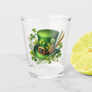 Watercolor St Patrick's Day Lucky Shamrock Shot Glass