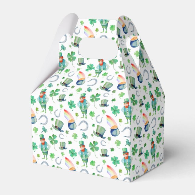 Watercolor St. Patrick's Day Pattern Favour Box (Front Side)