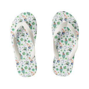 Watercolor St. Patrick's Day Pattern Kid's Flip Flops