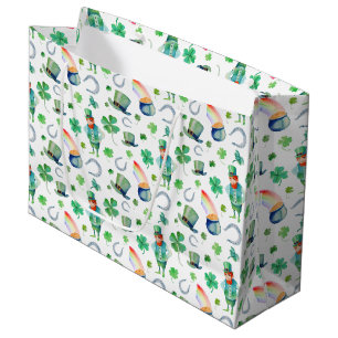 Watercolor St. Patrick's Day Pattern Large Gift Bag