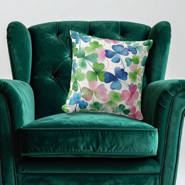 Watercolor St Patricks Day Shamrock Cushion (Creator Uploaded)
