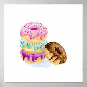 Watercolor stack of dounts poster