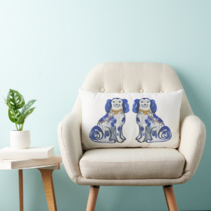 Watercolor Staffordshire Dogs Lumbar Cushion