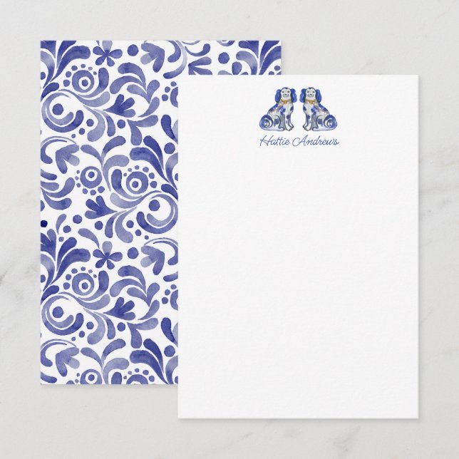 Watercolor Staffordshire Dogs Personalised Card (Front/Back)