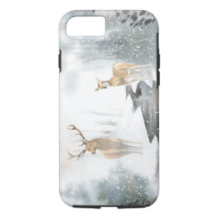 Watercolor Stag and Deer Winter Wonderland Case-Mate iPhone Case