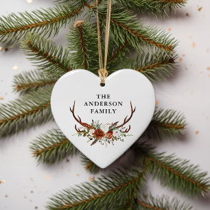 watercolor stag floral terracotta modern elegant ceramic tree decoration