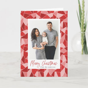 Watercolor Stained Glass Merry Christmas Photo Holiday Card