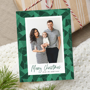 Watercolor Stained Glass Merry Christmas Photo Holiday Postcard
