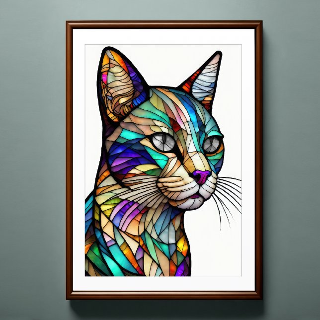 Watercolor Stained Glass Style Cat 2:3 Poster (Creator Uploaded)