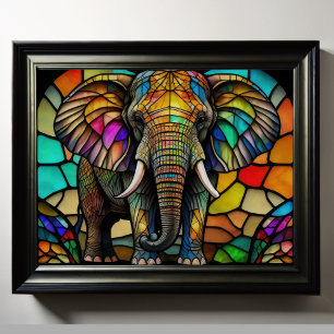 Watercolor Stained Glass Style Elephant 5:4 Poster