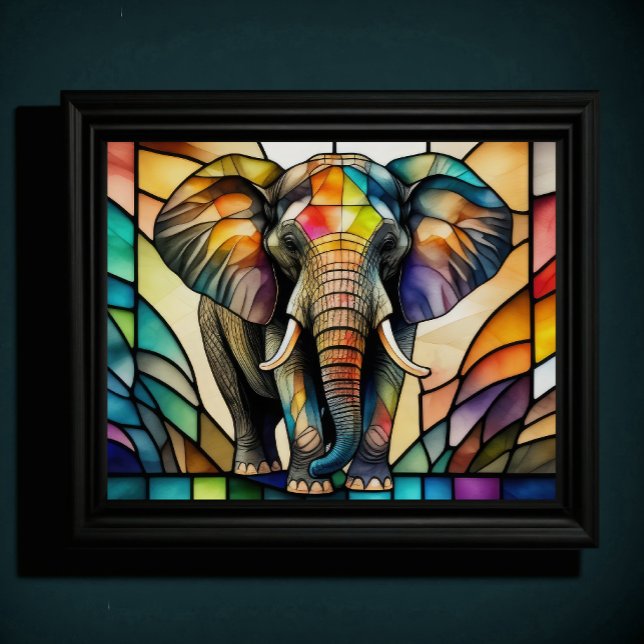 Watercolor Stained Glass Style Elephant 5:4 Poster (Creator Uploaded)