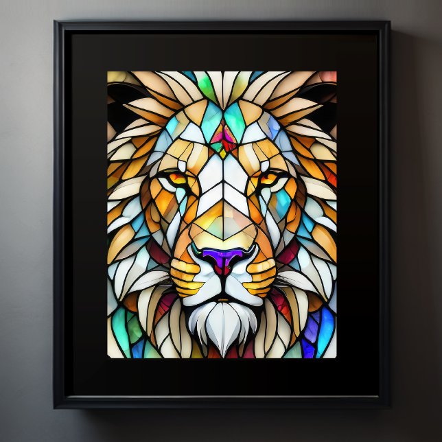 Watercolor Stained Glass Style Lion 5:4 Poster (Creator Uploaded)