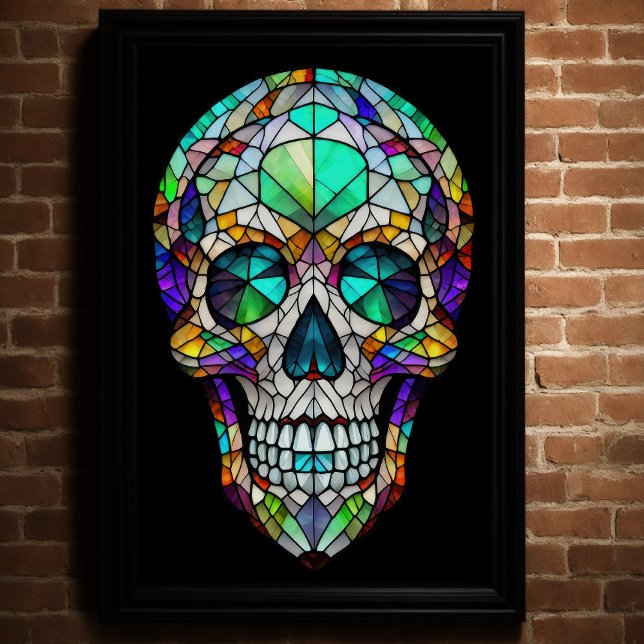 Watercolor Stained Glass Style Skull 2:3 Poster (Creator Uploaded)