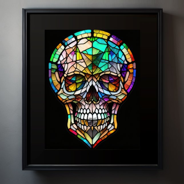 Watercolor Stained Glass Style Skull 5:4 Poster (Creator Uploaded)