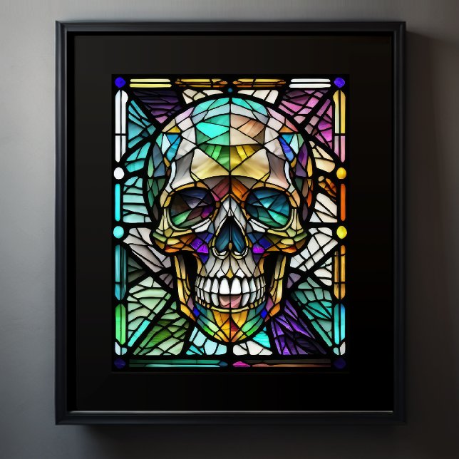 Watercolor Stained Glass Style Skull 5:4 Poster (Creator Uploaded)