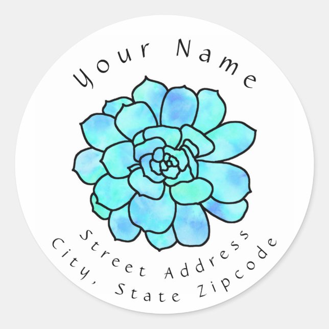 'Watercolor Stained Glass Succulent' Label (Front)