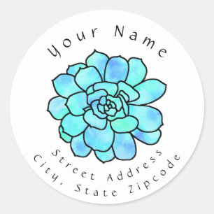 'Watercolor Stained Glass Succulent' Label