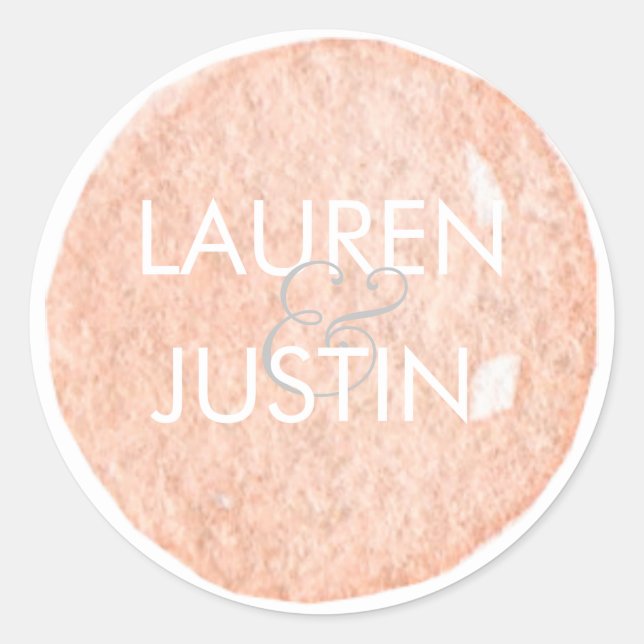 watercolor stamp Monogram Round Sticker (Front)