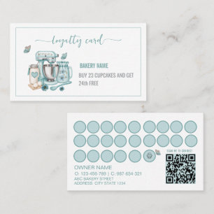 Watercolor stand mixer cupcake Loyalty card