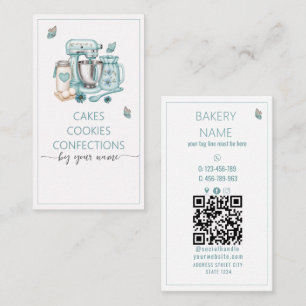 Watercolor Stand mixer Floral Bakery Business Card