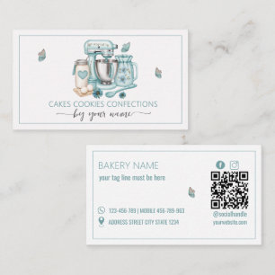 Watercolor Stand mixer Floral Bakery Business Card